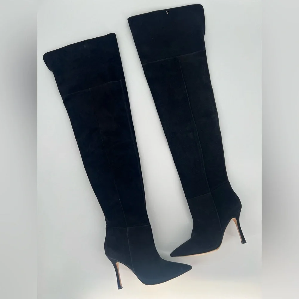 Larroudé Kate Over The Knee Suede Boots In Black
